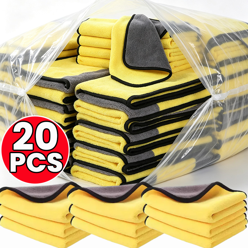 Microfiber Car Drying Towel Super Absorbent - 1/20枚入り 車用マイクロファイバークロス 両面クリーニングタオル 洗車乾燥布 吸水性オートディテーリングタオル