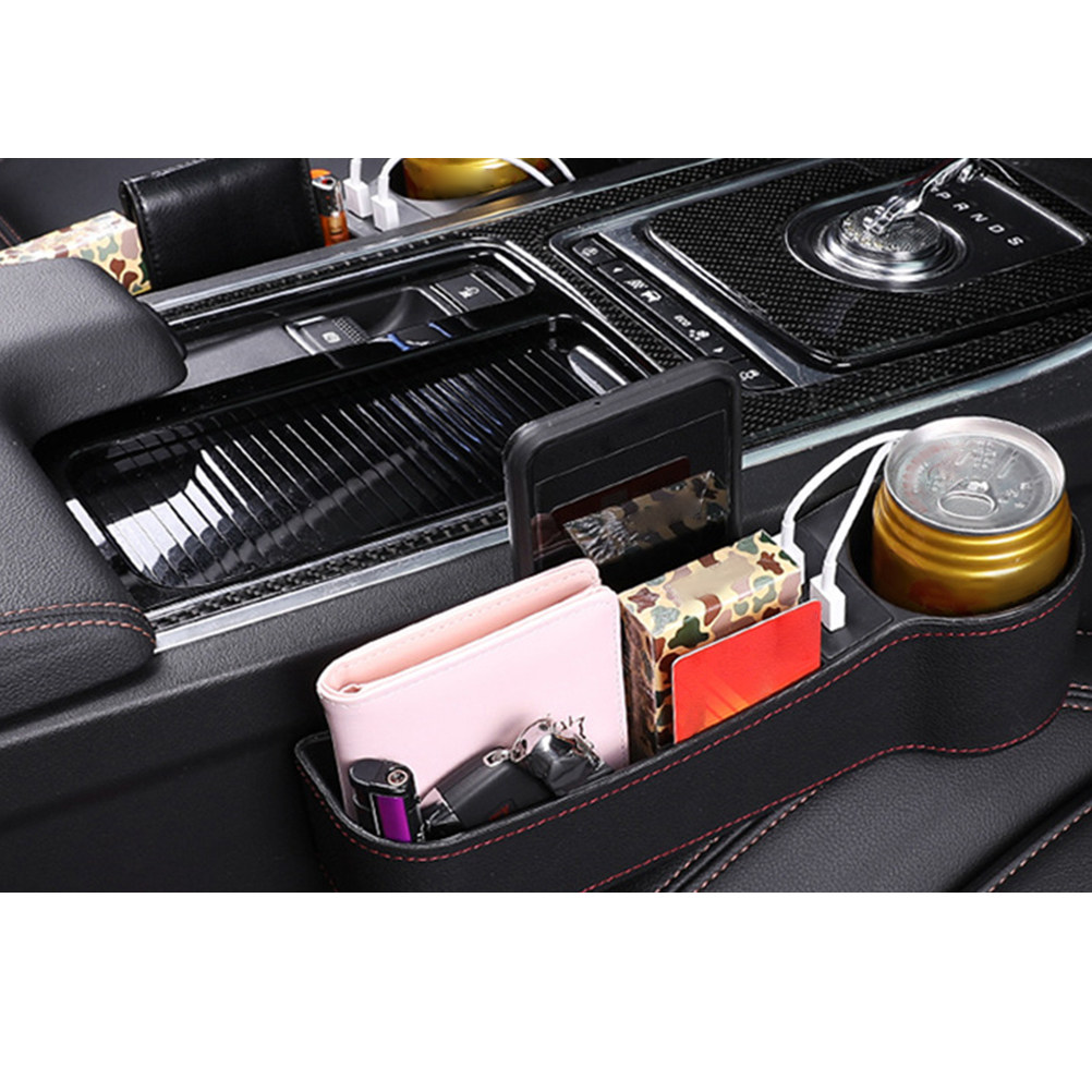 Seat Gap Filler Organizer With Usb Charger - 車用シート隙間収納ボックス ブラック ユニバーサル ギャップフィラー オーガナイザー 運転席側