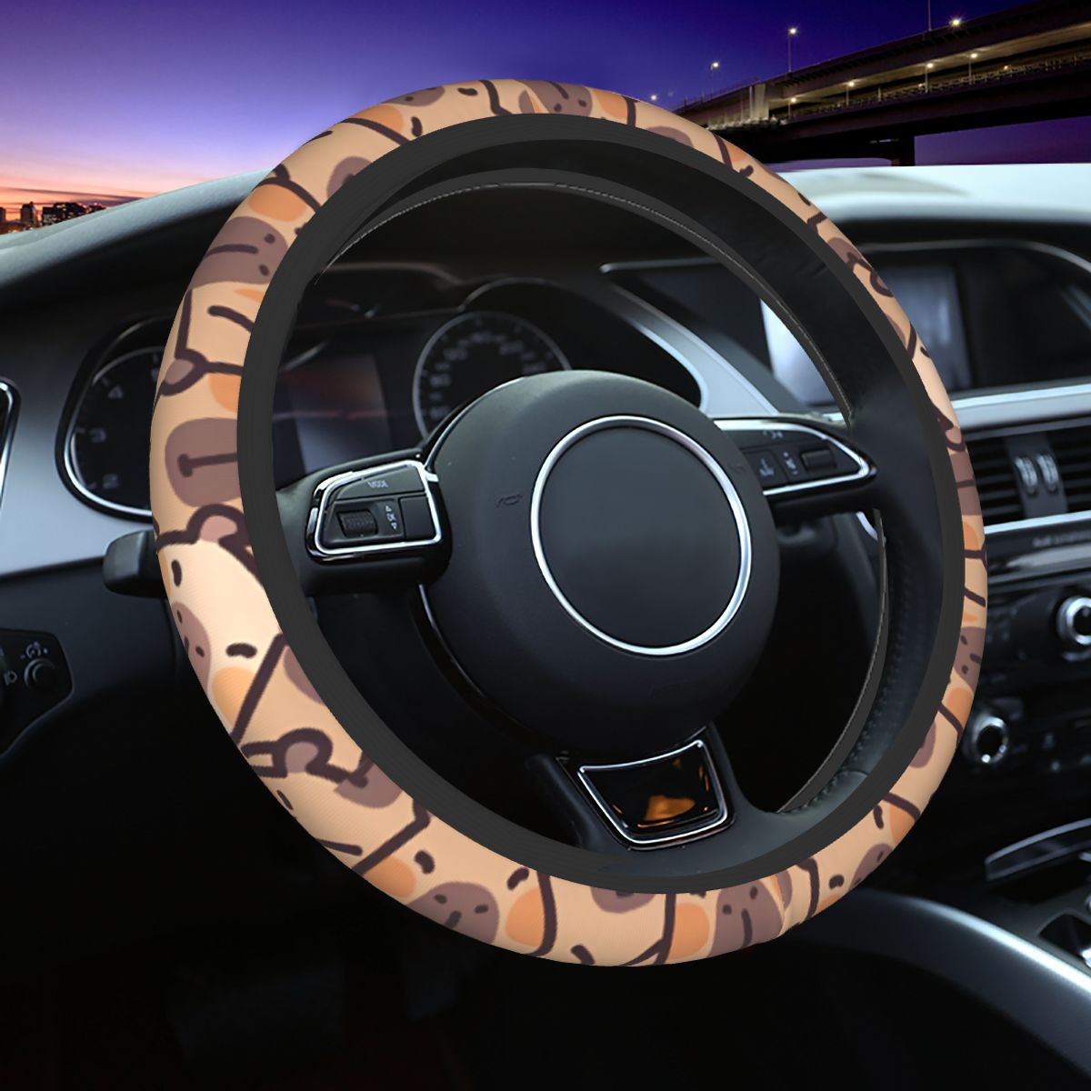 Car Steering Wheel Cover Anti Slip Breathable - かわいいアニメカピバラ車のステアリングホイールカバー 38 センチメートル抗スリップ漫画ステアリングホイール保護カバー Elastische アクセサリー