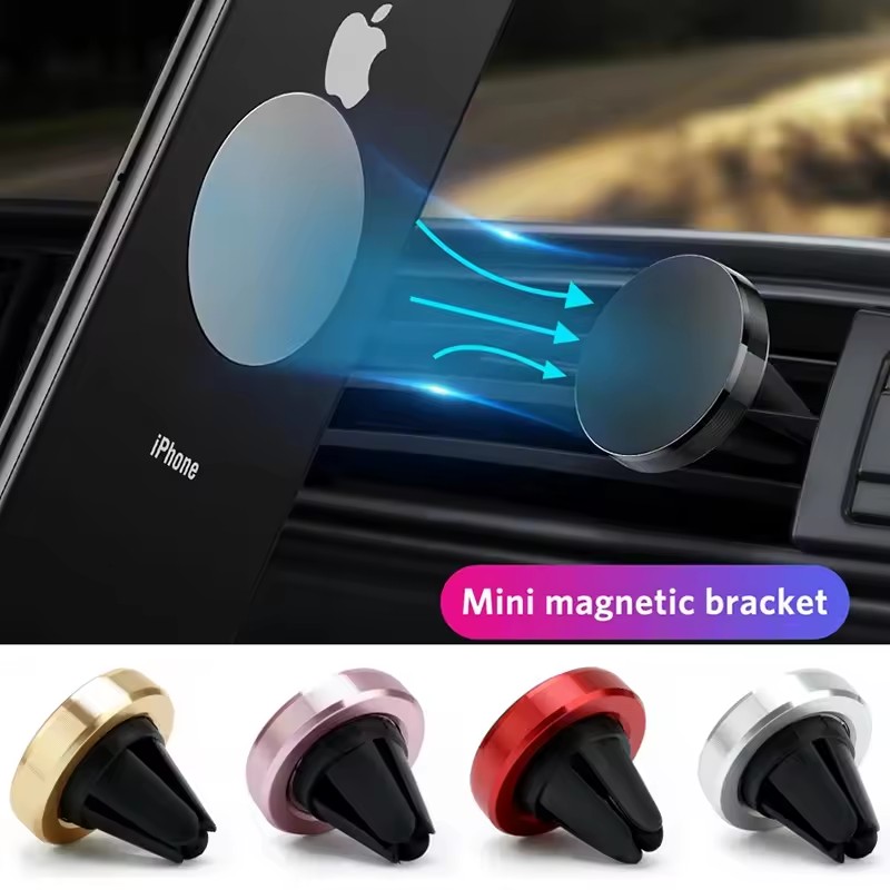 Magnetic Phone Holder For Car Vent - 磁気式車載スマホホルダー エアコン吹き出し口用 スマートフォン/携帯スタンドブラケット 車載GPS対応 iPhone/Xiaomi Mi/Samsung/LG対応