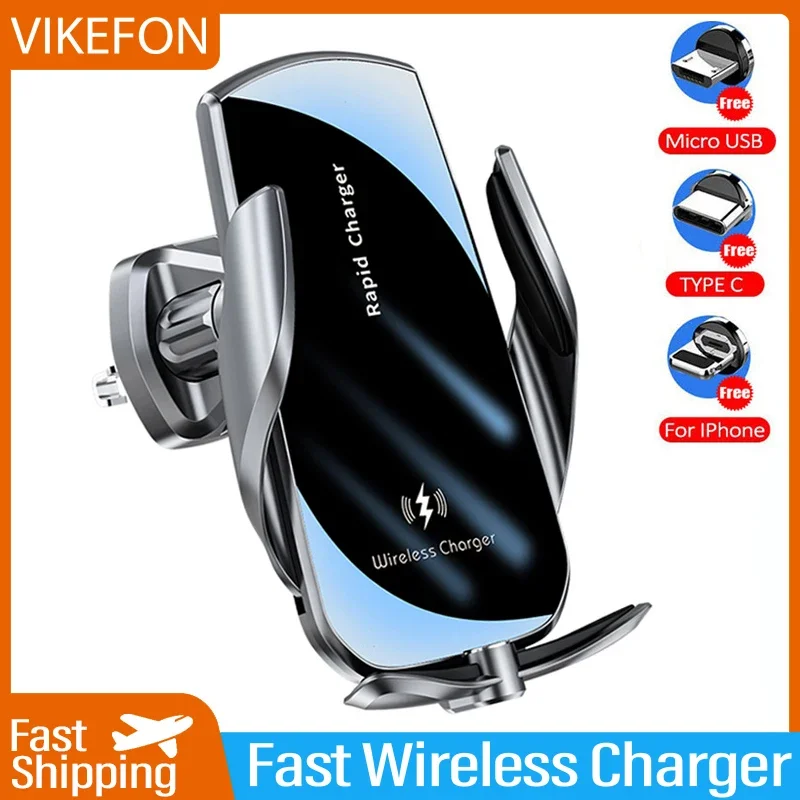 Wireless Car Charger Mount Fast Charging - Vikefon-ワイヤレスカーチャージャー,自動車用充電器,換気口マウント,電話ホルダー,急速充電,iPhone 15,14,13,12,Samsung, 30W