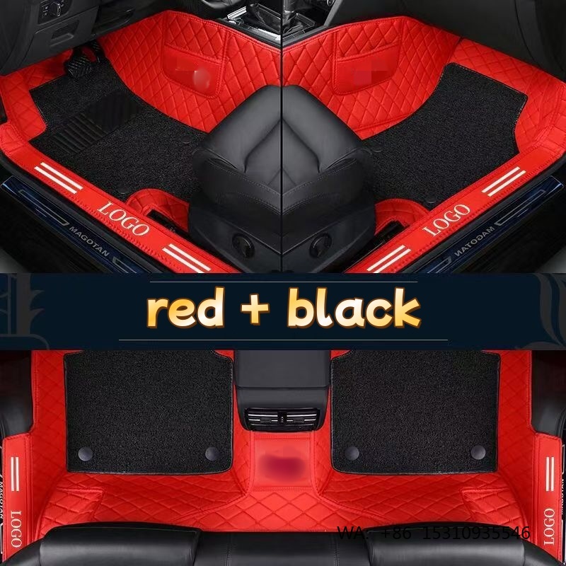 Car Floor Mats Universal Waterproof Leather - 高級PVCレザー製フルカバー防水カーフロアマット、汎用タイプ、あらゆる車種対応、お手入れ簡単、無臭、インテリアアクセサリー