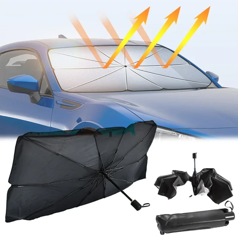 Car Sunshade Windshield Umbrella Foldable - 車用サンシェード、折りたたみ式傘型サンシェード/カバー（ほとんどの車に対応）、反射型サンシェード（車のフロントガラス用）