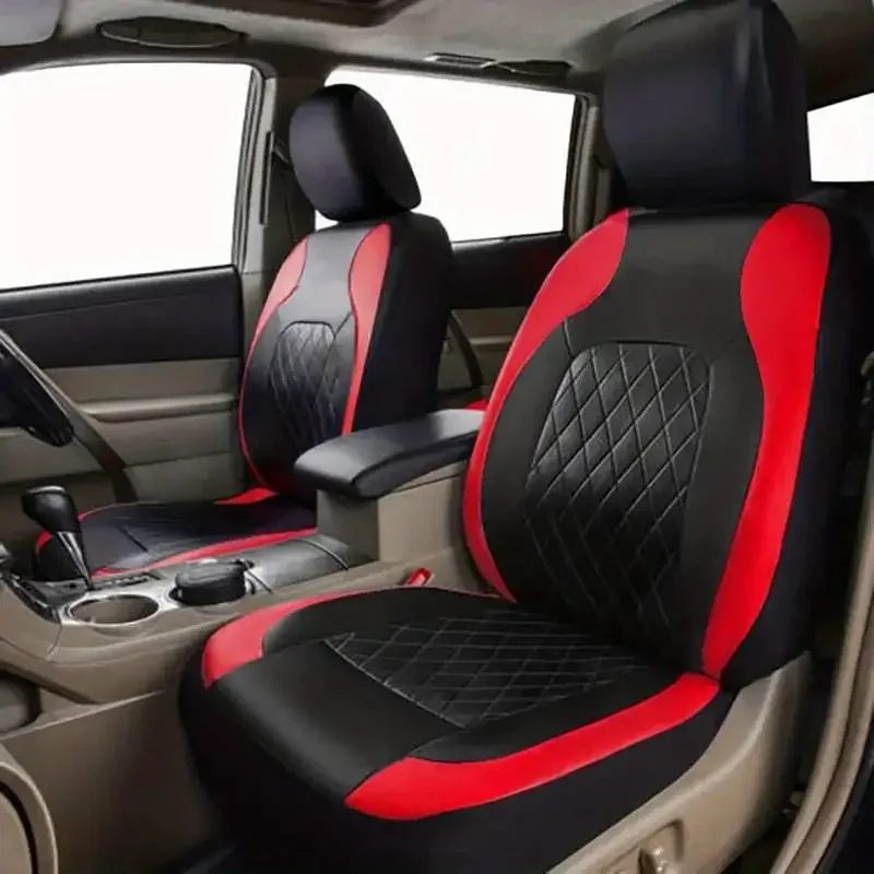 Leather Car Seat Covers Full Set Universal - ユニバーサルフェイクレザーカーシートカバーフルセット – フロントシートとリアベンチが含まれ、ほとんどのSUVやトラックに適合します