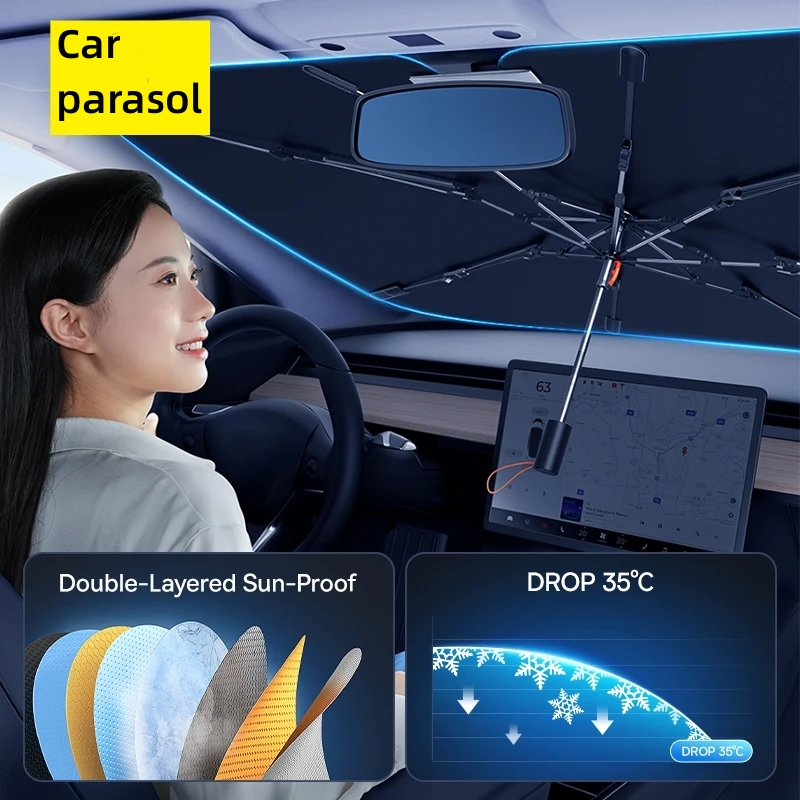 Car Sunshade Windshield Umbrella Foldable - 車のシート用の折りたたみ式サンシェード,フロントガラス,パラソル,夏の保護,断熱,カーアクセサリー