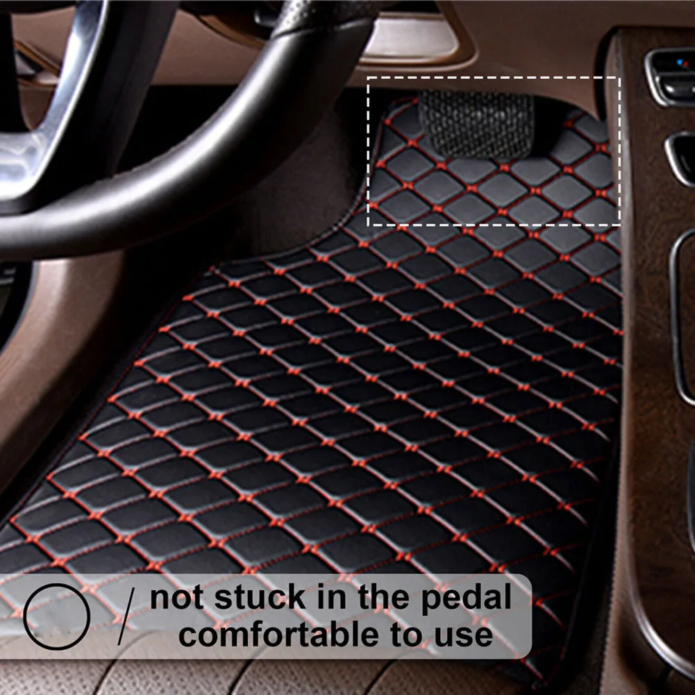 Car Floor Mats Universal Waterproof Leather - 5 個ユニバーサルフィット車のフロアマット全天候型レザーダイヤモンドパターン防水フロントリア自動車インテリア保護