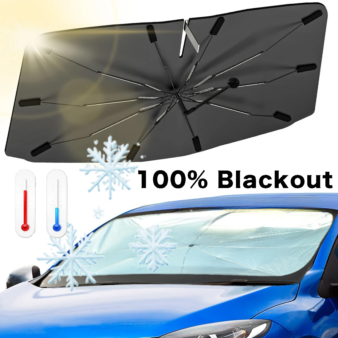 Car Sunshade Windshield Umbrella Foldable - 多目的便利な折りたたみ式車のフロントガラスサンシェードインテリアプロテクターアクセサリーパーツ自動車パラソル傘フロントカバー