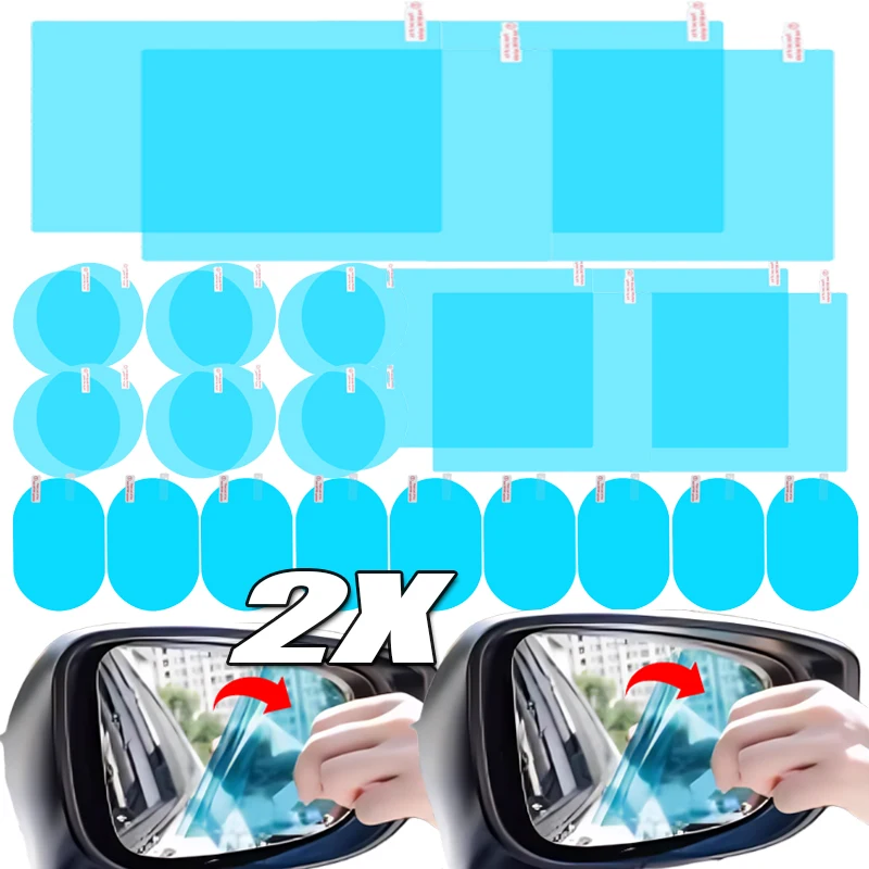 Anti Glare Car Rearview Mirror Film - 車のバックミラー保護フィルム防曇グレア防雨防水ミラーフィルムクリアナノコーティングサイドウィンドウステッカー 2 個