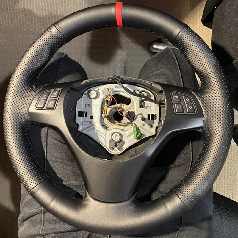 Car Steering Wheel Cover Anti Slip Breathable - 滑り止めレザーカーステアリングカバー,BMWスポーツm3,e90,e91,e92,e93,e87,e81,e82,e88,x1,e84用アクセサリー