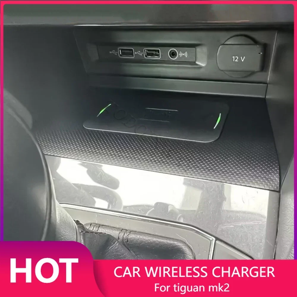 Wireless Car Charger Mount Fast Charging - 車のワイヤレス充電器フォルクスワーゲンティグアン MK2 オールスペース Tharu 2017-2021 高速充電電話ホルダーマウント充電パッドアクセサリー