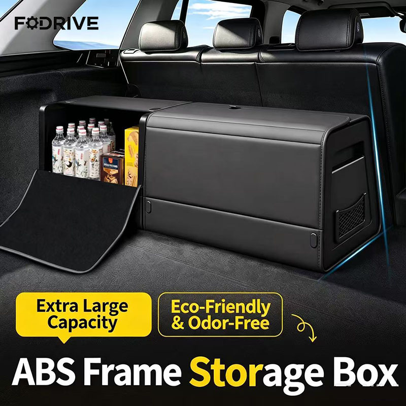 Car Trunk Organizer Foldable Storage Box - 車のトランクオーガナイザーボックスナッパレザー大容量折りたたみ式収納整理トランク収納ボックス車のインテリアアクセサリー
