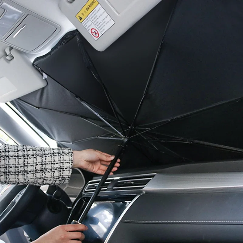 Car Sunshade Windshield Umbrella Foldable - 車用折りたたみ式フロントウィンドシールドサンシェード、インテリアサンシェード傘、フロントウィンドウUVカットサンバイザーカバー、カーアクセサリー