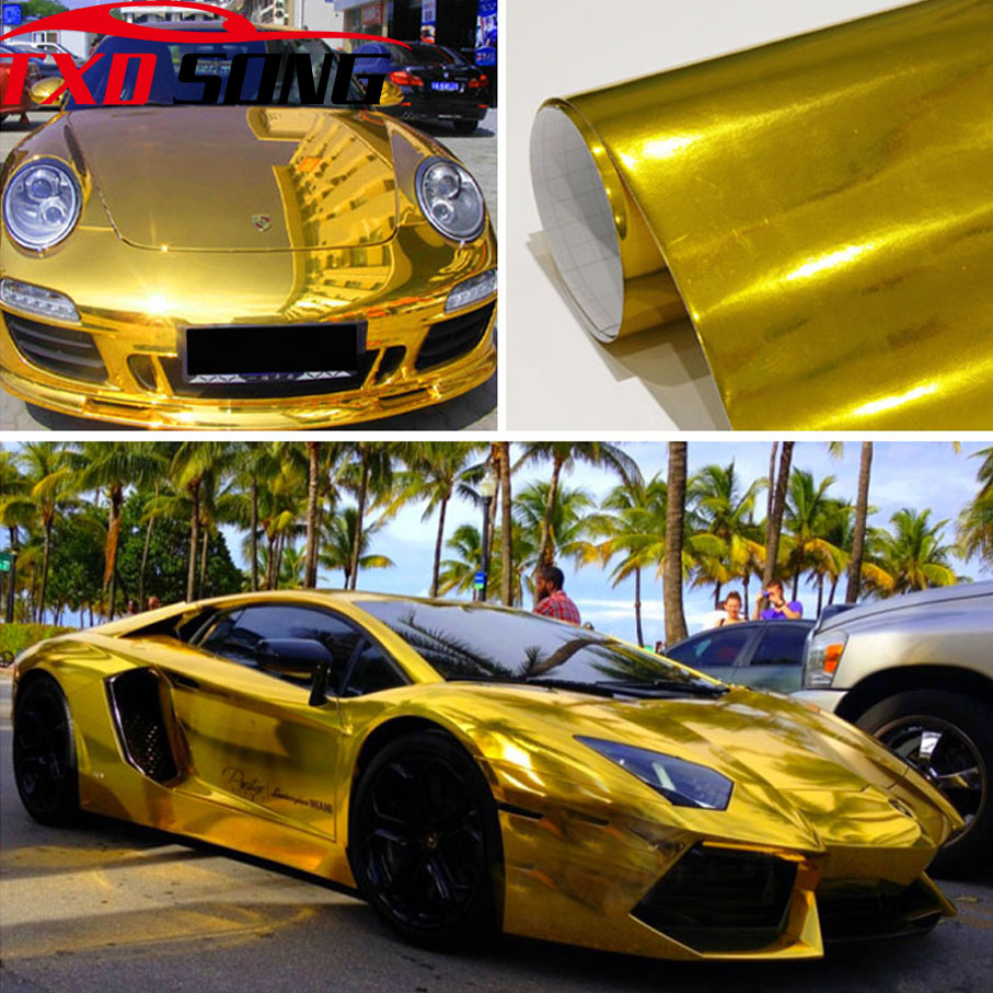 Anti Glare Car Rearview Mirror Film - 7サイズ展開、高伸縮性ゴールドクロームミラー、フレキシブルビニールラップシートロールフィルム、カーステッカーデカールシート