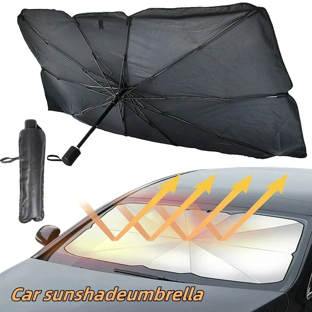 Car Sunshade Windshield Umbrella Foldable - 車のフロントガラス用サンシェード傘、折りたたみ式日よけ、UVカット、断熱、保護パラソル