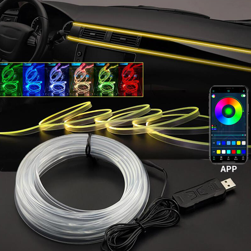 Led Ambient Interior Car Lights App Control - 車内雰囲気ライトアンビエント LED ライトストリップ RGB 目に見えない USB