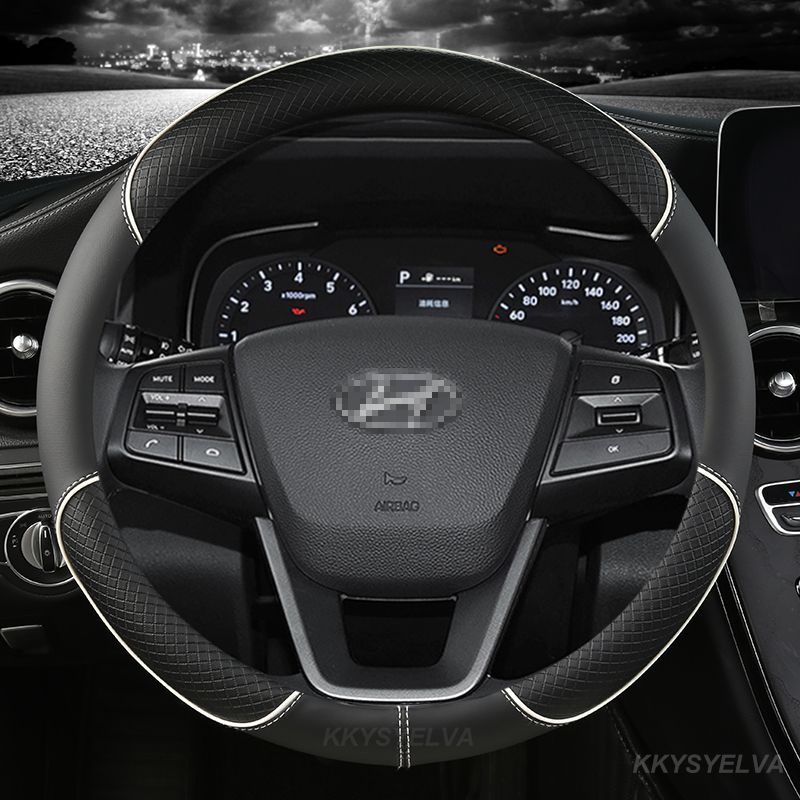 Car Steering Wheel Cover Anti Slip Breathable - マイクロファイバー革車のステアリングホイールカバー抗スリップヒュンダイ i30 コナ i10 i35 エラントラサンタフェ自動車の付属品