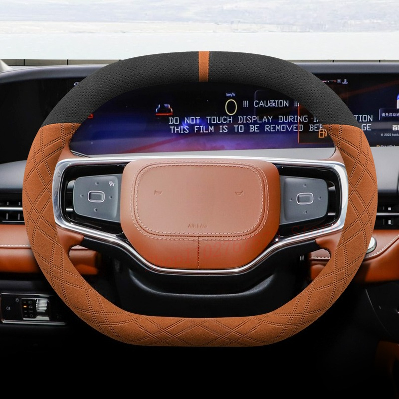 Car Steering Wheel Cover Anti Slip Breathable - リンカーン ナウティラス 2021-2025 ナッパレザー ステアリングホイールカバー 滑り止め