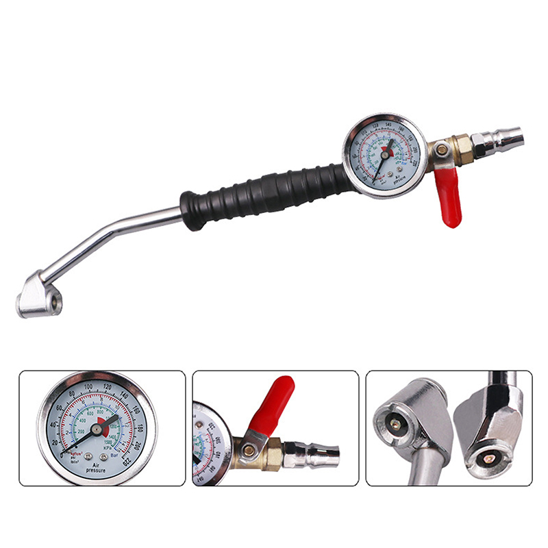 Auto Repair Tools - タイヤ空気圧計付きタイヤインフレーターロッド（車、トラック、車両用）タイヤ修理ツール 0-15Bar/220Psi ユニバーサル