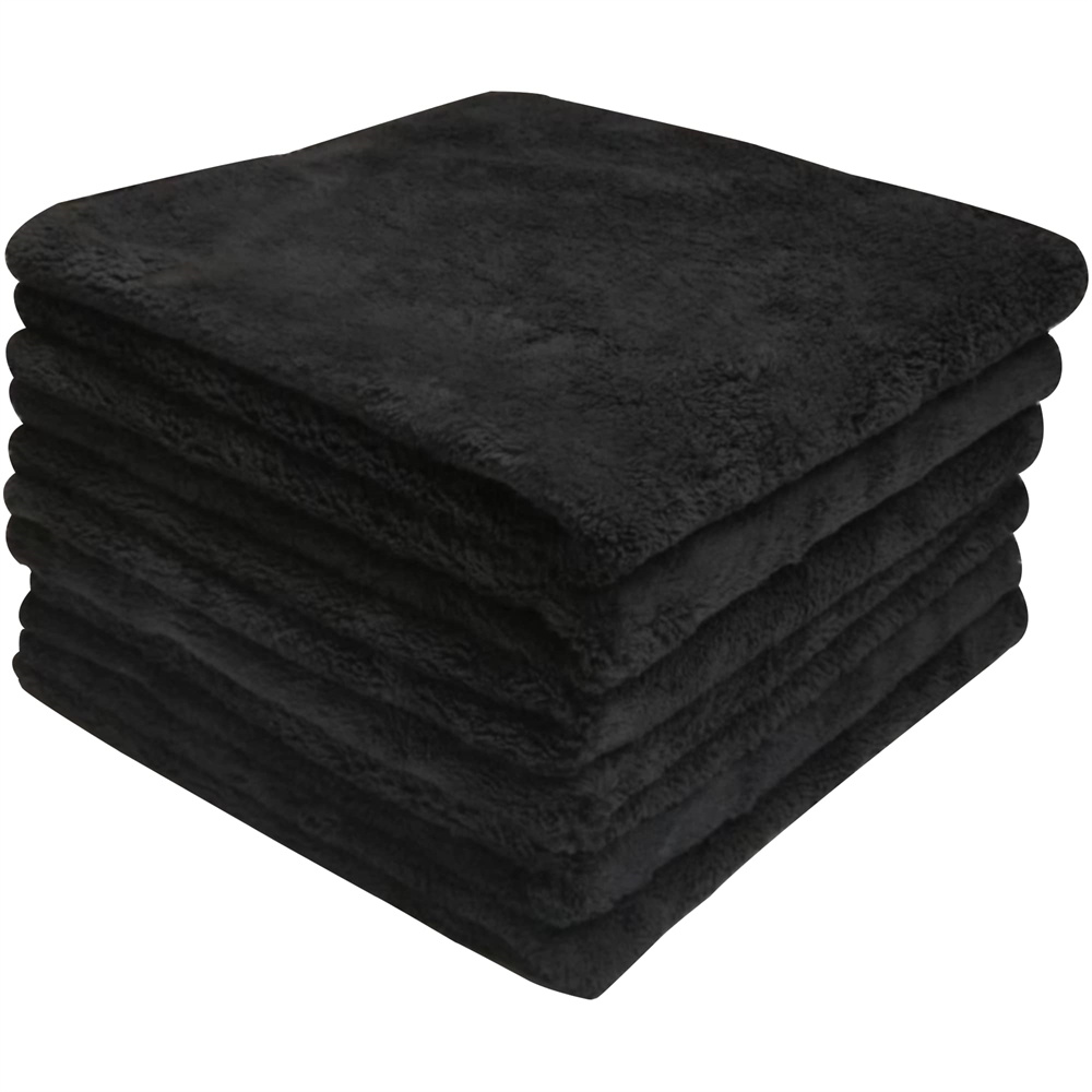 Microfiber Car Drying Towel Super Absorbent - マイクロファイバークリーニングタオル厚みのある柔らかい乾燥布車体洗浄タオル二重層クリーンラグ超吸収性黒 1 個