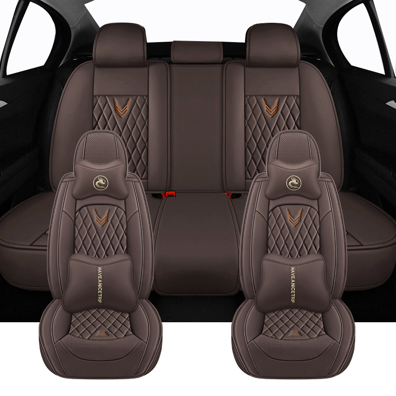 Leather Car Seat Covers Full Set Universal - フルセットユニバーサルカーシートカバー三菱 L200 ASX アウトランダーエクリプスクロスランサー X パジェロスポーツ自動車ギフトアクセサリー