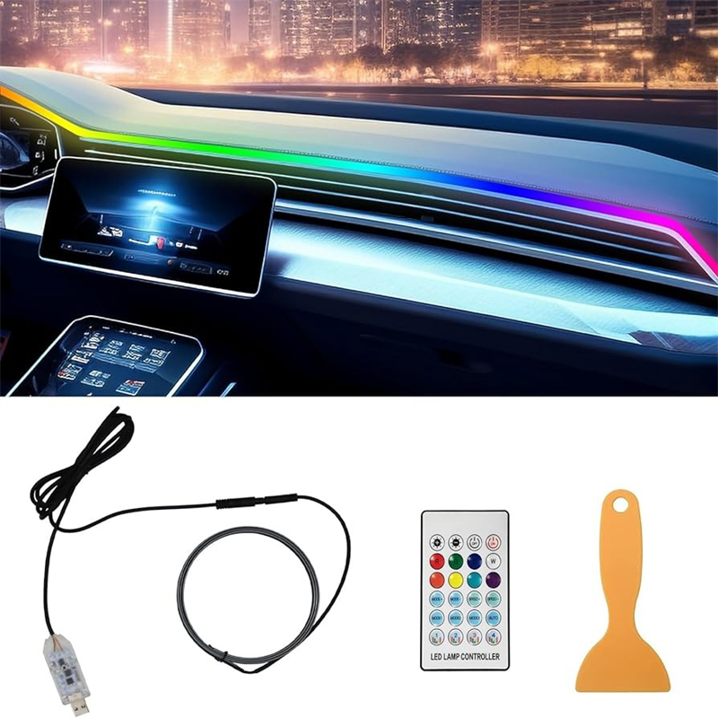Led Ambient Interior Car Lights App Control - カラフルな LED 車内隠しアプリリモコン雰囲気ランプ USB 車周囲光アクリルストリップダッシュボードライト RGB