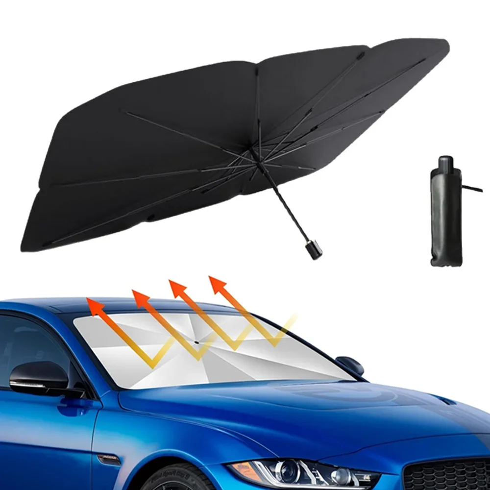 Car Sunshade Windshield Umbrella Foldable - ポータブルカーサンシェード傘、フロントガラス用、高遮光UVカット、折りたたみ式フロントウィンドウカバーバイザー傘
