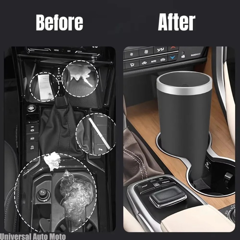 Waterproof Car Trash Can With Lid - ミニABS製車用ゴミ箱、漏れ防止、防臭、ポップアップ蓋付き、防水、車のカップホルダー収納用