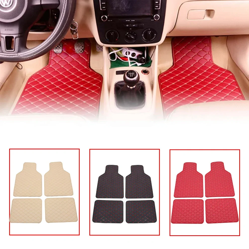 Car Floor Mats Universal Waterproof Leather - 車用フロアマット 4枚セット ユニバーサル PUレザー 防水 オートフットパッド
