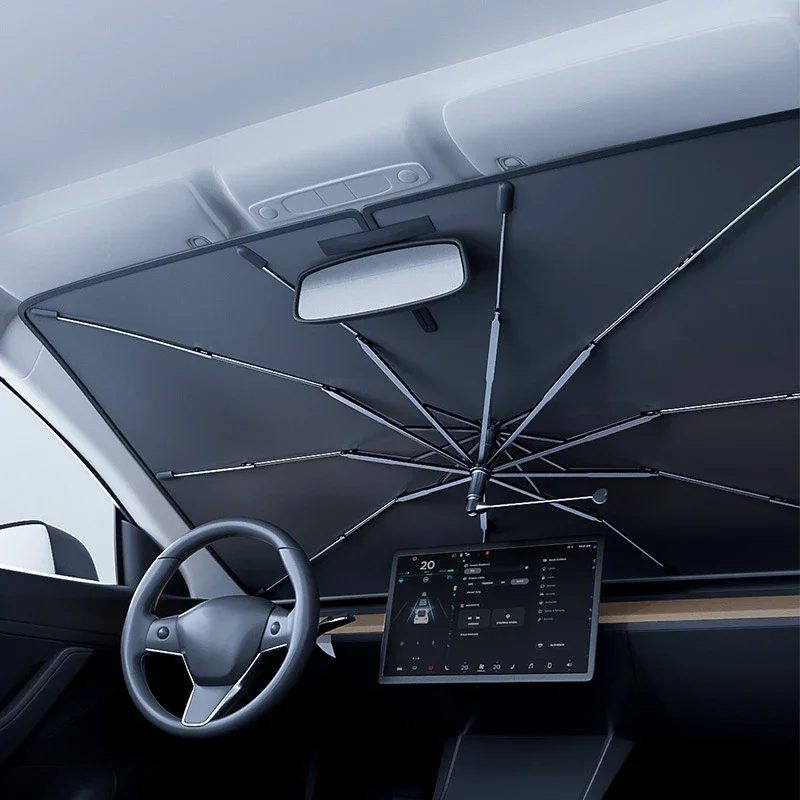 Car Sunshade Windshield Umbrella Foldable - 車用傘型フロントガラスサンシェード、折りたたみ式日よけ、UVカット・断熱携帯用プロテクター、パラソル