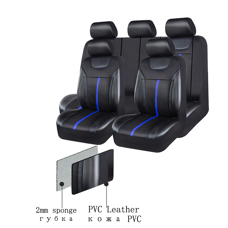 AUTOKING PUレザーとメッシュ生地のユニバーサルカー - Leather Car Seat Covers Full Set Universal のレビューと価格