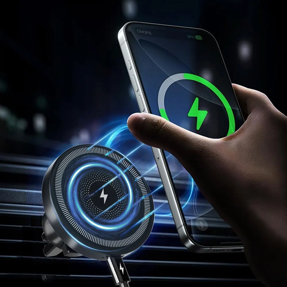 マグネット式ワイヤレス車載充電器 エアコン吹き出し口用スマホ - Wireless Car Charger Mount Fast Charging のレビューと価格
