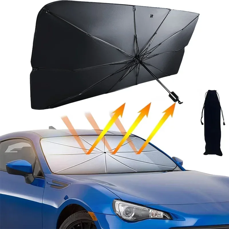 車のフロントガラス用サンシェード、折りたたみ式傘型日よけ、U - Car Sunshade Windshield Umbrella Foldable のレビューと価格