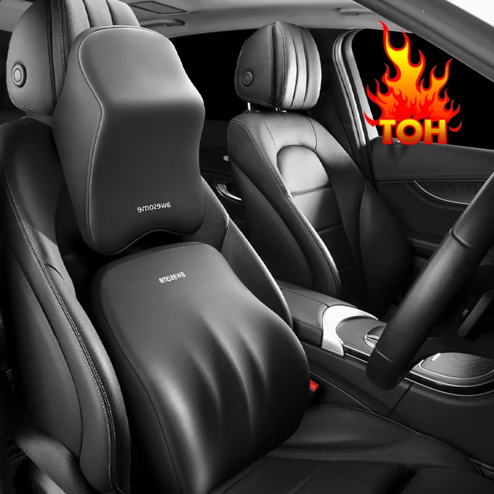 新しい車の腰椎バックサポートヘッドレストネックピロー低反発腰 - Memory Foam Car Neck Pillow Lumbar Support のレビューと価格
