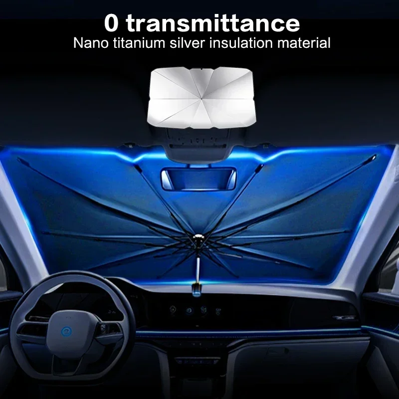 車用サンシェード、フロントガラス用傘型サンシェード、折りたた - Car Sunshade Windshield Umbrella Foldable のレビューと価格