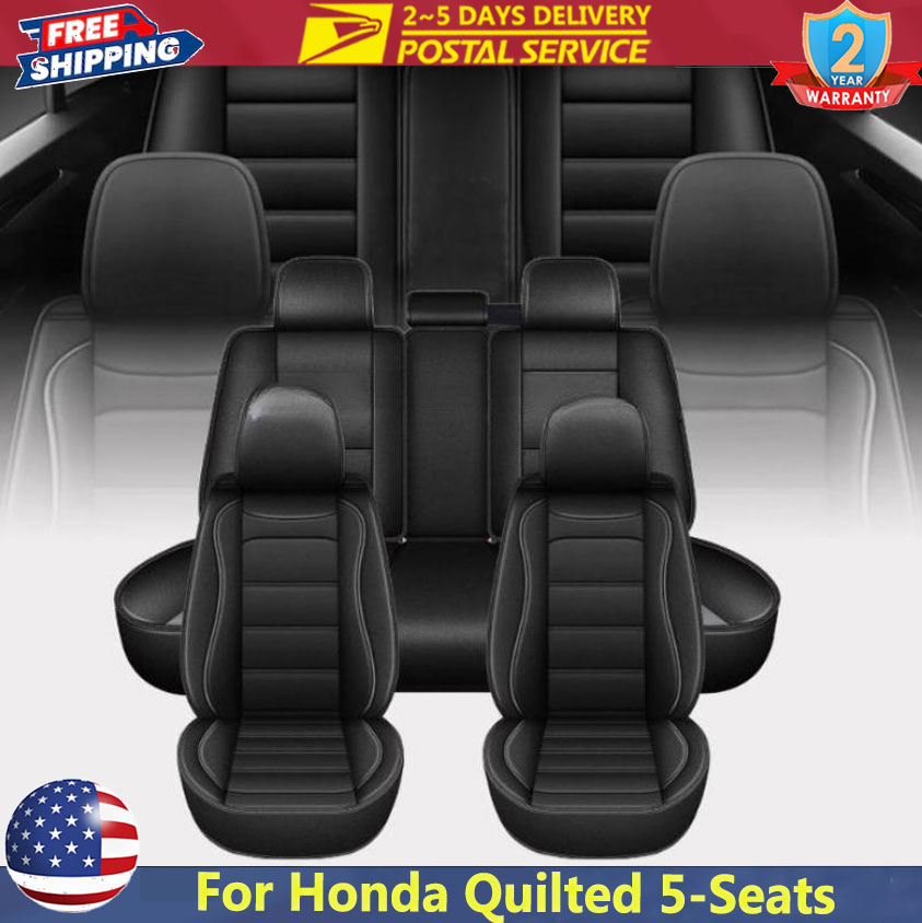 ブラックユニバーサルシートカバー 5席用 ホンダ用 キルティ - Leather Car Seat Covers Full Set Universal のレビューと価格