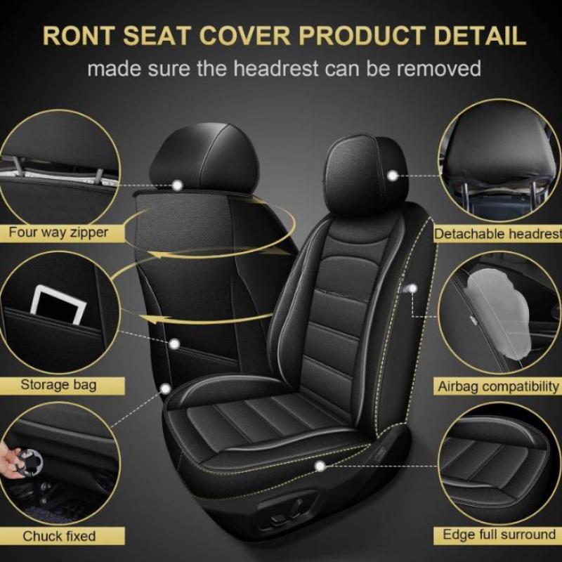 ブラックユニバーサルシートカバー 5席用 ホンダ用 キルティ - Leather Car Seat Covers Full Set Universal のレビューと価格