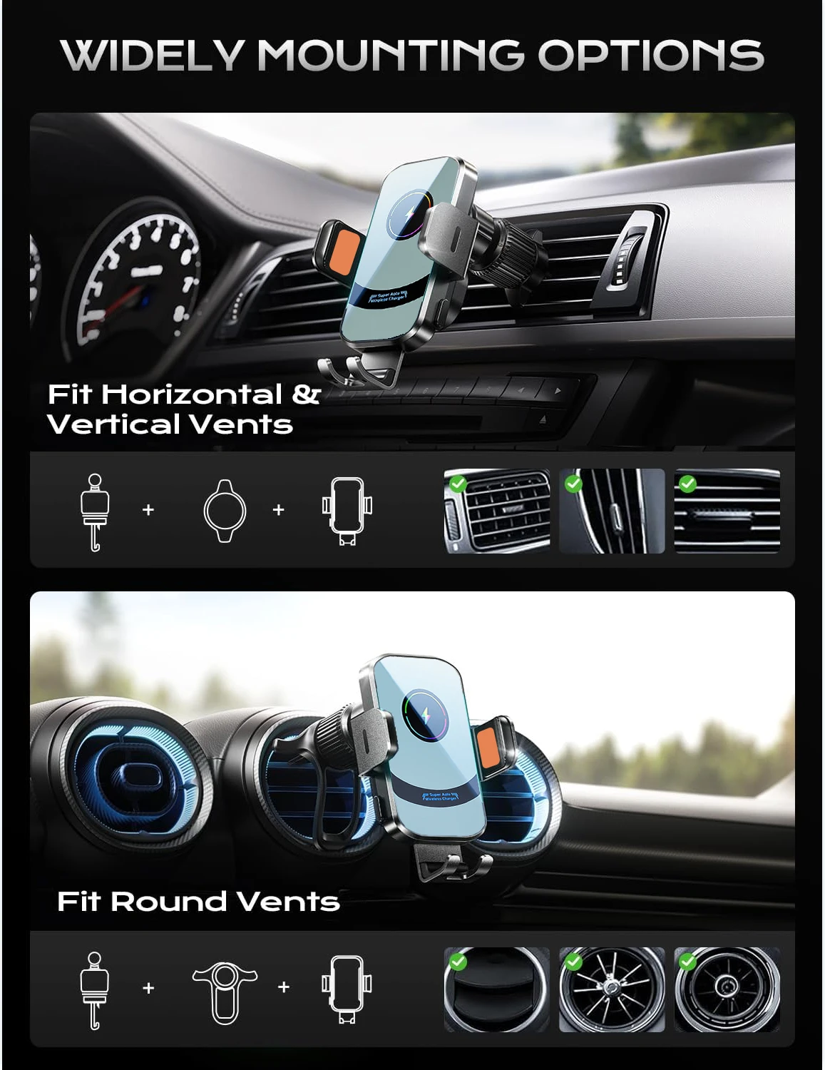 Uyuxio-ワイヤレスカーチャージャー,超高速充電,自動ク - Magnetic Phone Holder For Car Vent のレビューと価格