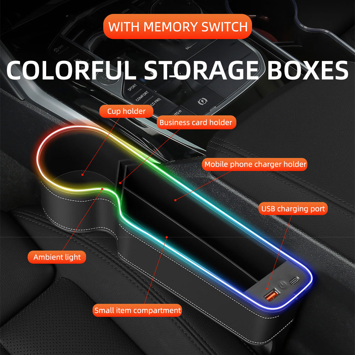 車用シート隙間収納ボックス、カップホルダー、USB充電器、R - Seat Gap Filler Organizer With Usb Charger のレビューと価格