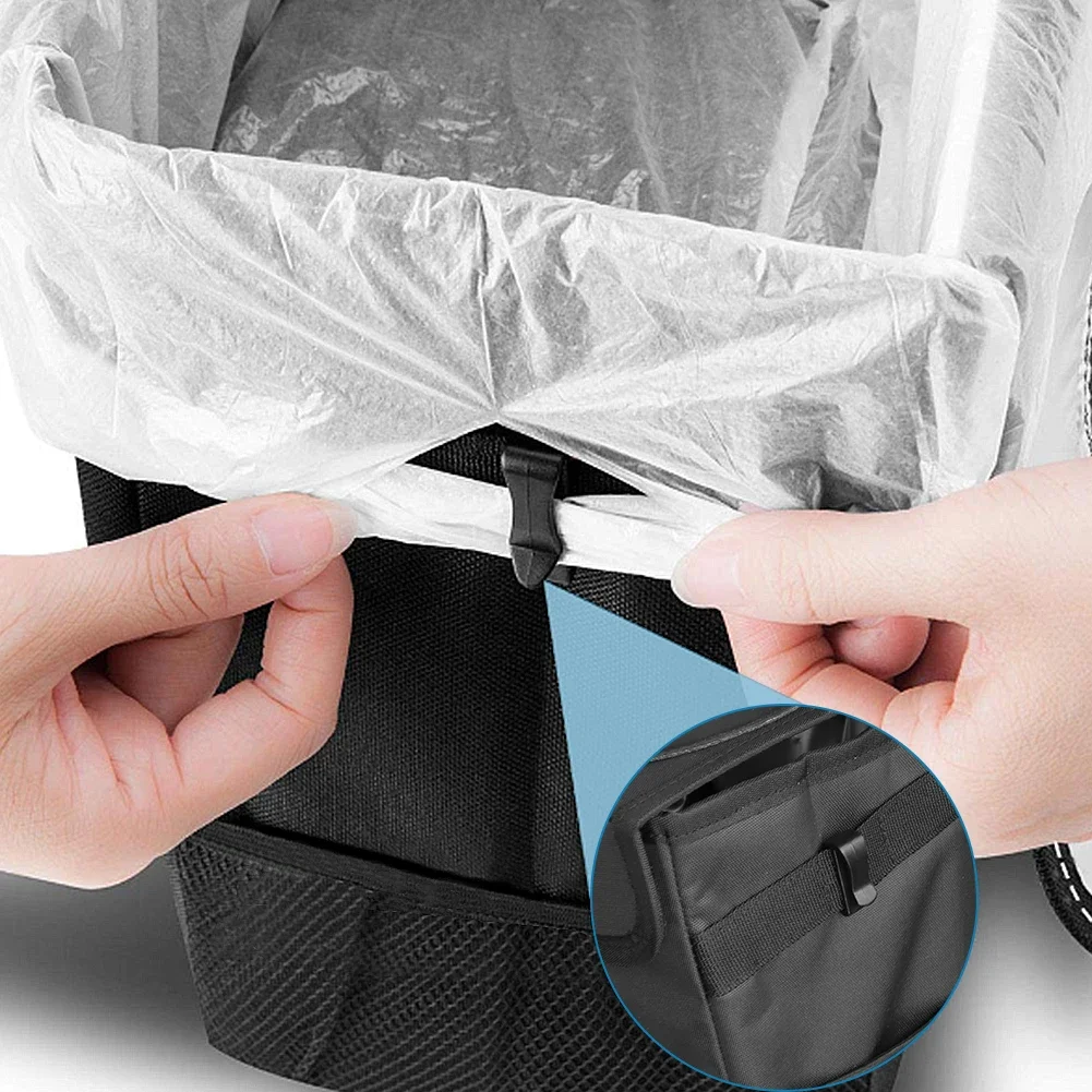 持ち運び可能な防水車用ゴミ箱、蓋とポケット付き、漏れ防止、多 - Waterproof Car Trash Can With Lid のレビューと価格