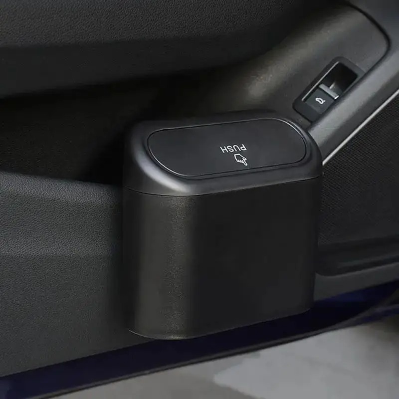 プッシュオープン式蓋付きミニカー用ゴミ箱、ドア＆コンソール用 - Waterproof Car Trash Can With Lid のレビューと価格