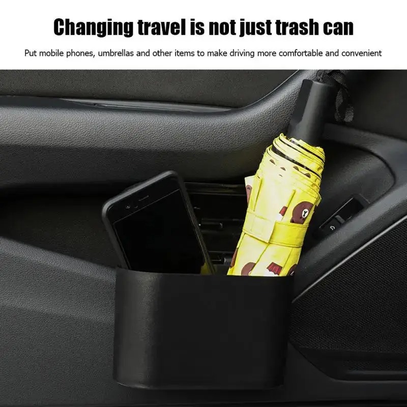 プッシュオープン式蓋付きミニカー用ゴミ箱、ドア＆コンソール用 - Waterproof Car Trash Can With Lid のレビューと価格