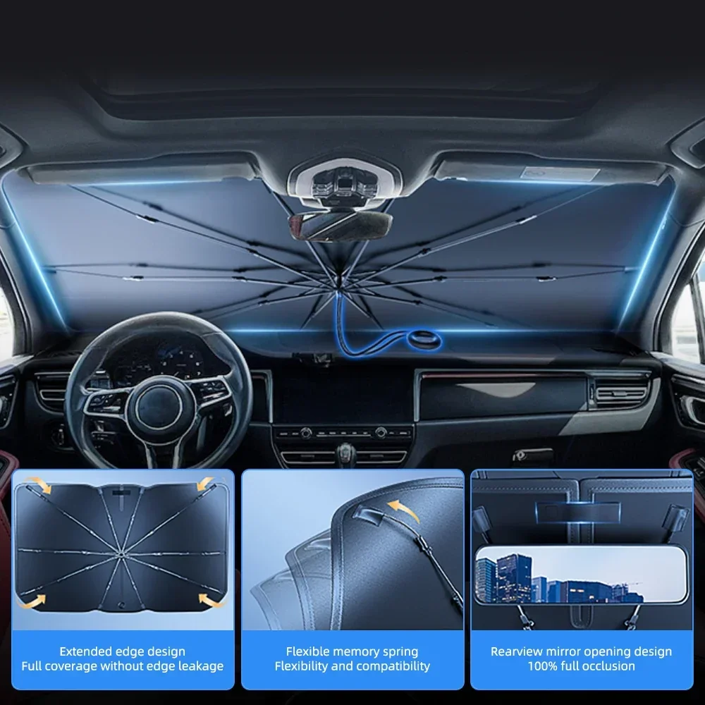 車のフロントガラス用サンシェード、折りたたみ式傘型日よけ、U - Car Sunshade Windshield Umbrella Foldable のレビューと価格