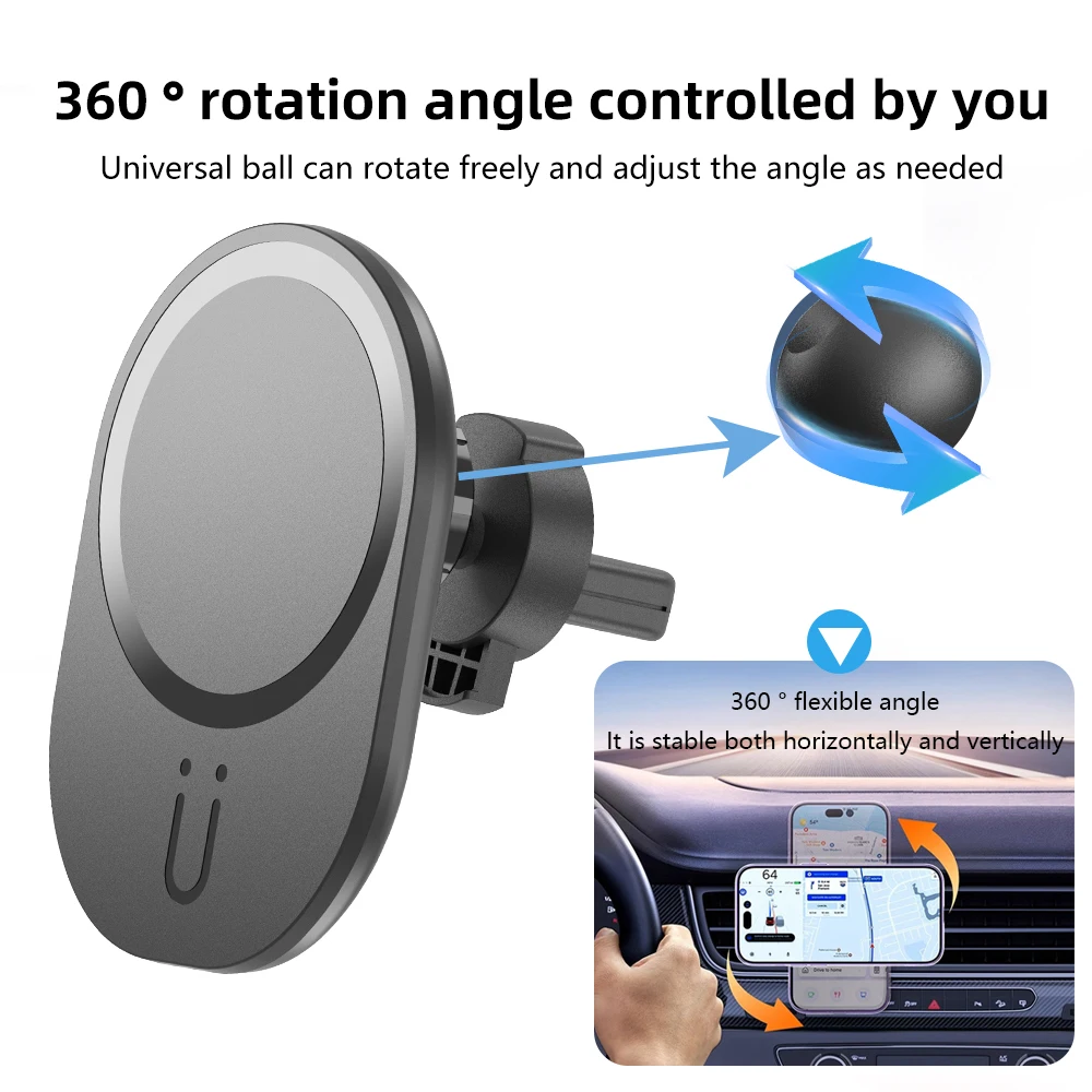 ミニ磁気ワイヤレス車載充電器 エアベント式スマホホルダー M - Magnetic Phone Holder For Car Vent のレビューと価格