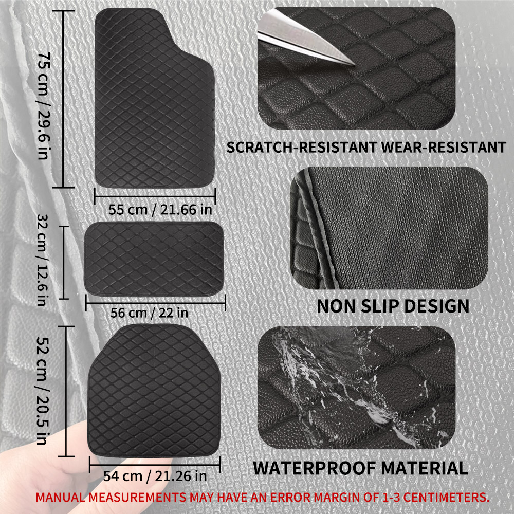 ユニバーサル5枚組レザーカーフロアマット防水滑り止めオートカ - Car Floor Mats Universal Waterproof Leather のレビューと価格
