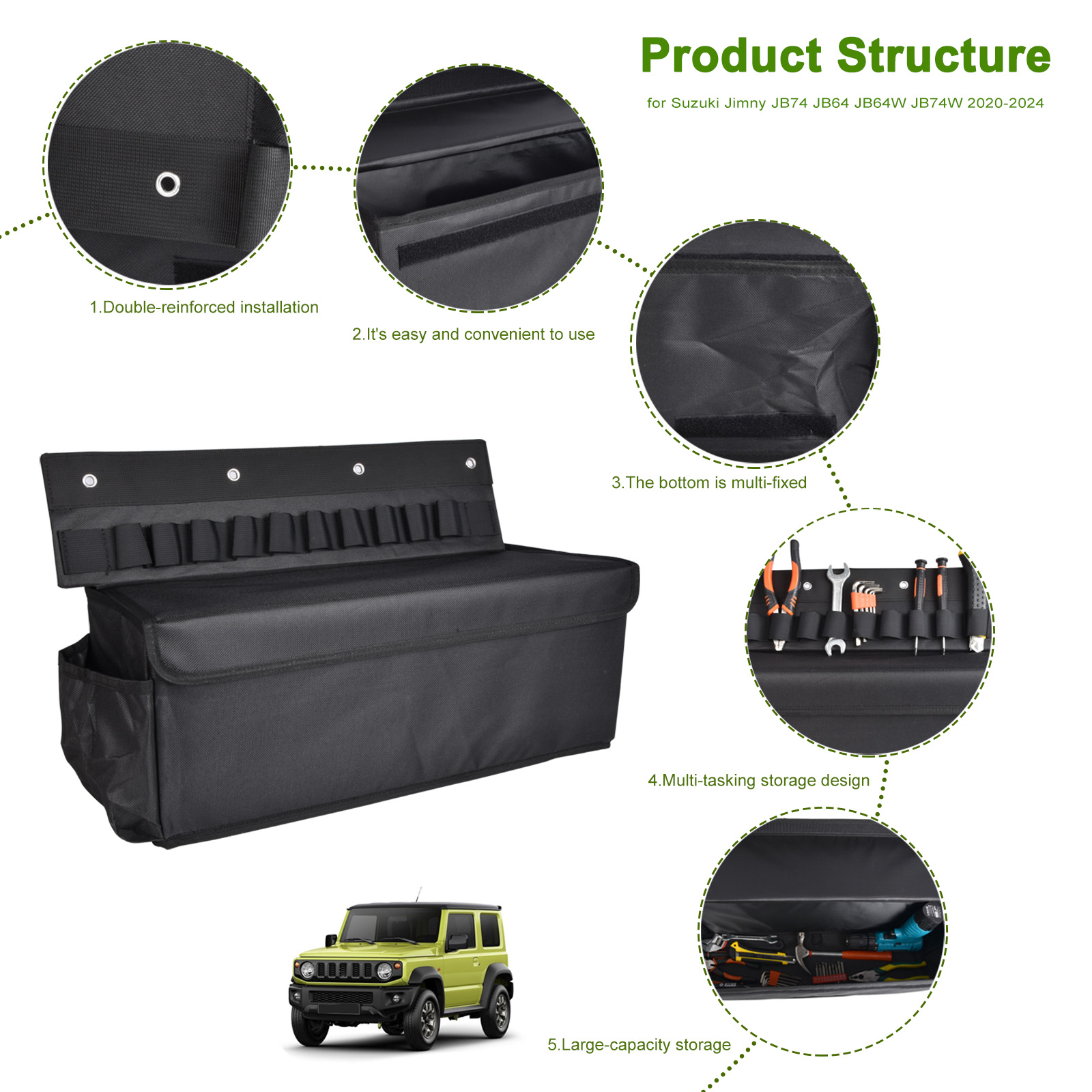 スズキ ジムニー JB74 JB64 JB64W JB74W - Car Trunk Organizer Foldable Storage Box のレビューと価格