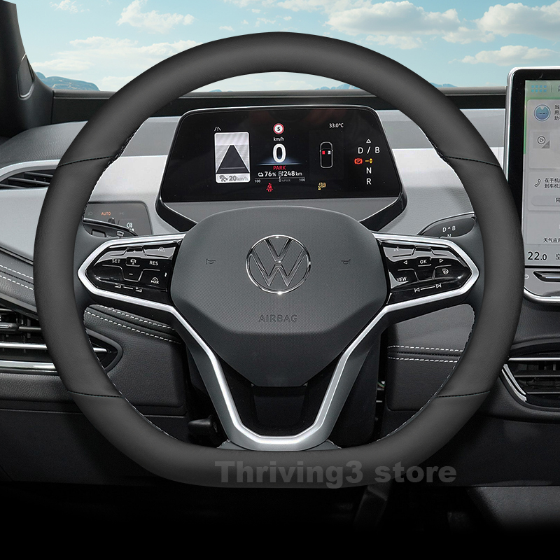革製車のステアリングホイールカバー フォルクスワーゲン ID - Car Steering Wheel Cover Anti Slip Breathable のレビューと価格
