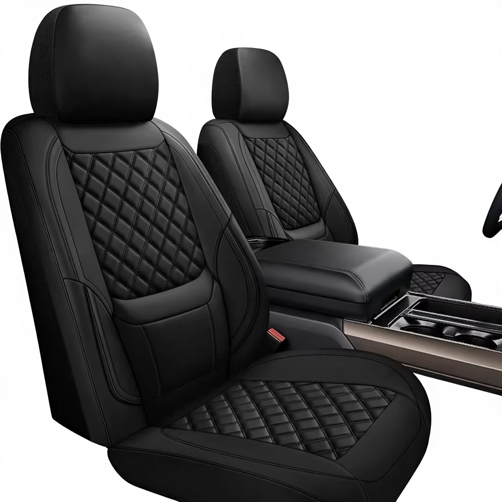 卸売ユニバーサルフェイクレザーフロント＆バックビジネススタイ - Leather Car Seat Covers Full Set Universal のレビューと価格