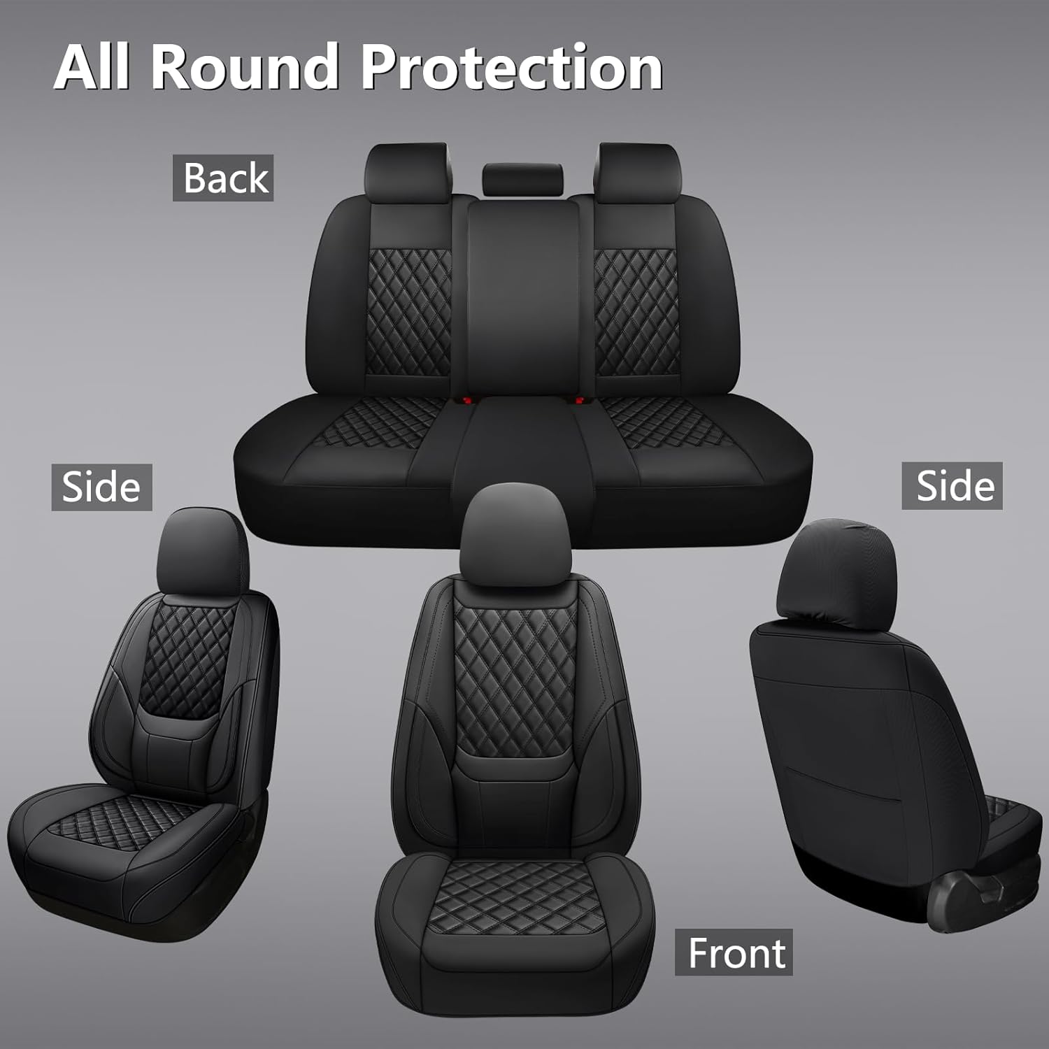 卸売ユニバーサルフェイクレザーフロント＆バックビジネススタイ - Leather Car Seat Covers Full Set Universal のレビューと価格