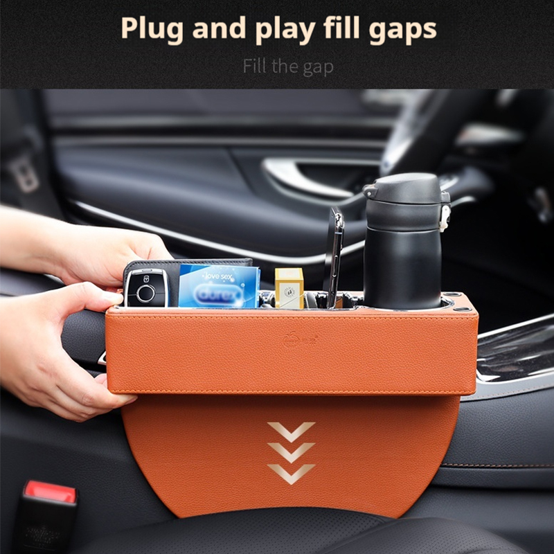 PUレザーカーシートウィング,カップホルダー,コンソールサイ - Seat Gap Filler Organizer With Usb Charger のレビューと価格