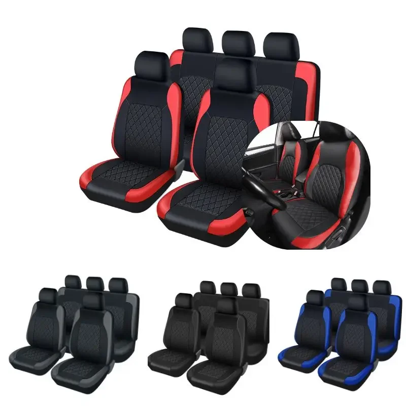 ユニバーサルフェイクレザーカーシートカバーフルセット – フ - Leather Car Seat Covers Full Set Universal のレビューと価格